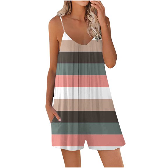 TAGOLD Womens Summer Jumpsuit,Womens Fashion Summer Casual Sleeveless Suspender Jumpsuit Navy 4