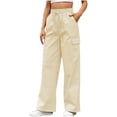 thumbnail image 1 of Summer Savings Clearance 2024! TAGOLD Womens Summer Pants,Fashion Women Comfortable Casual Pocket Bandage Fold Solid Color Full Length Pants, 1 of 4