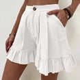 thumbnail image 1 of TAGOLD Womens Summer Pants, Women's Fashion Solid Color Casual Wide Leg Ruffle Loose High Waist Shorts Pants, 1 of 6