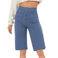 thumbnail image 1 of TAGOLD Womens Summer Pants,Women's Summer High Waisted Shorts Summer Straight Wide Leg Short Stretchy Office Work Sport Shorts, 1 of 4