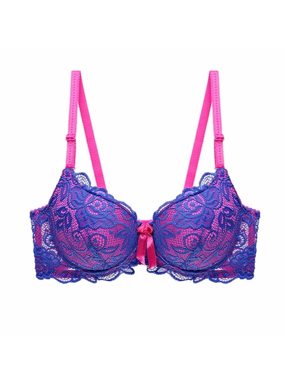 Womens Summer Plus Size Bra,Women's Lace With Solid Color Sexy Double Breasted Push Up Bra