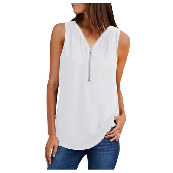 Summer Savings Clearance 2024! TAGOLD Womens Summer Short Sleeve Tops,Womens Casual Vest Shirt Ladies V Neck Sleeveless Loose T-shirt Blouse Tee Top