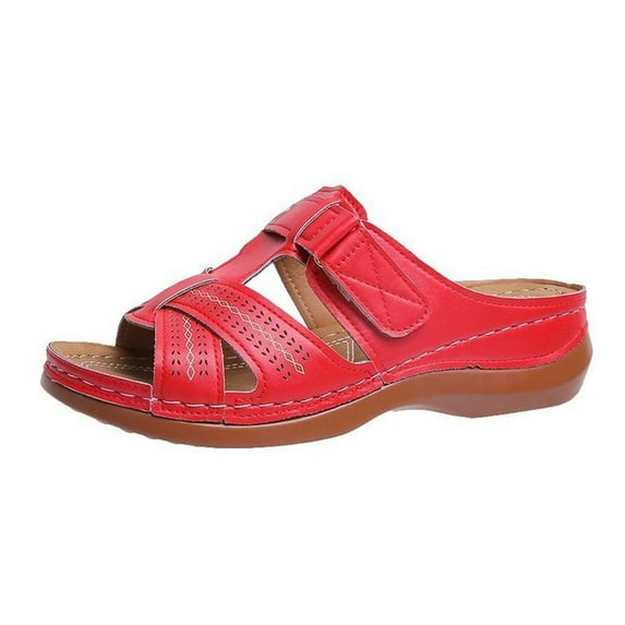 Summer Savings Clearance 2024! TAGOLD Womens Summer Slippers,Wide Sandals for Women,Summer Ladies Casual Wedge Heel Slippers Sandals Roman Women's Shoes