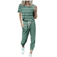 thumbnail image 1 of TAGOLD Womens Summer Sports Set,Women's Fashionable Loose Fitting Short Sleeved Casual Sports Set, 1 of 5
