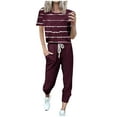 thumbnail image 1 of Summer Savings Clearance 2024! TAGOLD Womens Summer Sports Set,Women's Fashionable Loose Fitting Short Sleeved Casual Sports Set, 1 of 5