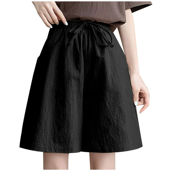 Summer Savings Clearance 2024! TAGOLD Womens Summer Summer Shorts Pants,Fashion Women Lady Solid Casual Short Pants High Waist Loose Bandage Pants Shorts