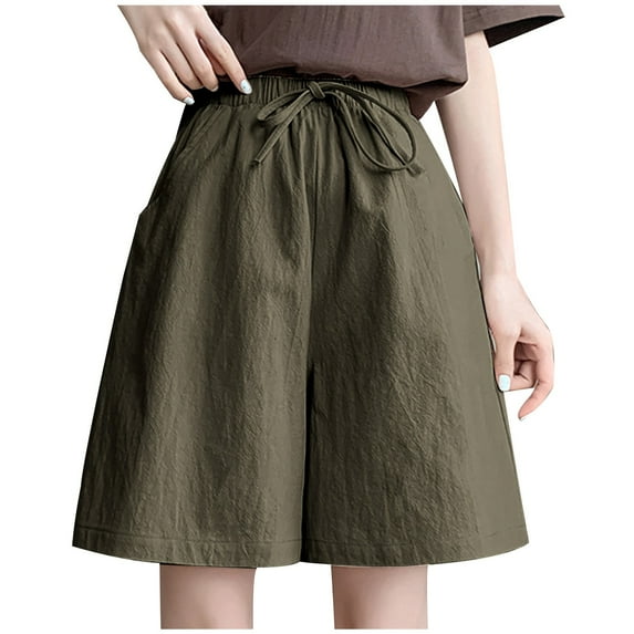 Summer Savings Clearance 2024! TAGOLD Womens Summer Summer Shorts Pants,Fashion Women Lady Solid Casual Short Pants High Waist Loose Bandage Pants Shorts