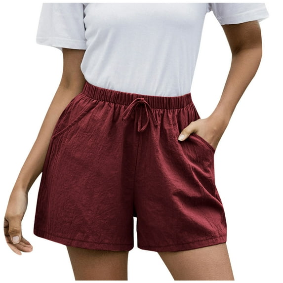 TAGOLD Womens Summer Summer Shorts Pants,Women's Loose Wide Leg Pants High Waist Straight Pants Casual Cotton Linen Shorts