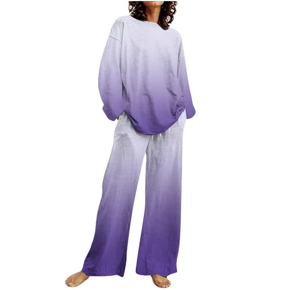 Summer Savings Clearance 2024! TAGOLD Womens Sweatsuit Sets, Women's Fashion Printed Long Sleeved And Pants Set Casual Two-Piece Set