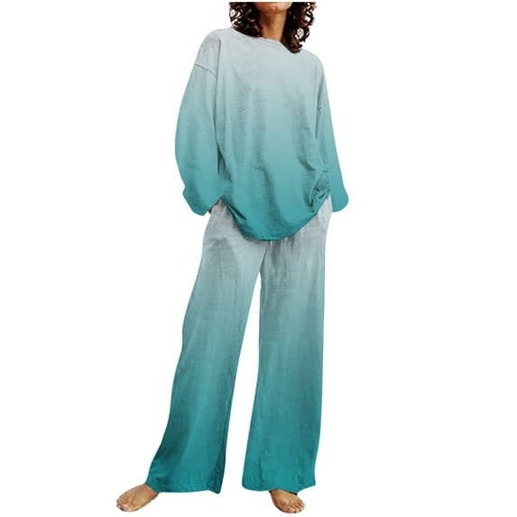 Summer Savings Clearance 2024! TAGOLD Womens Sweatsuit Sets, Women's Fashion Printed Long Sleeved And Pants Set Casual Two-Piece Set