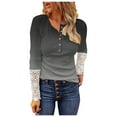 thumbnail image 1 of TAGOLD Womens Tops,TAGOLD Women's Fashion Printed Loose T-shirt Long Sleeves Blouse Round Neck Casual Tops Black S, 1 of 4