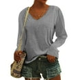 thumbnail image 1 of TAGOLD Womens Tops,Women's Fashion Casual Printing V-Neck Long Sleeves T Shirt Pullover Tops, 1 of 7