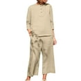 thumbnail image 1 of TAGOLD Womens Two Piece Outfits Sets,Women's Summer Loose 2 Piece Lounge Matching Sets Solid Outfits Round Neck 3/4Sleeve Tops Long Pants Tracksuits Suit, 1 of 4