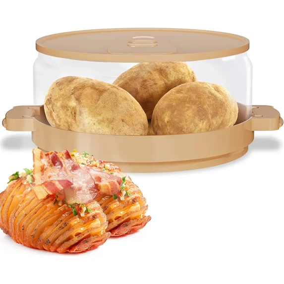 Potatoes Cooker Baked Microwave - Cooks in Minutes, Tender & Fluffy Spuds, Dishwasher-Safe, 8 Inch, Clear