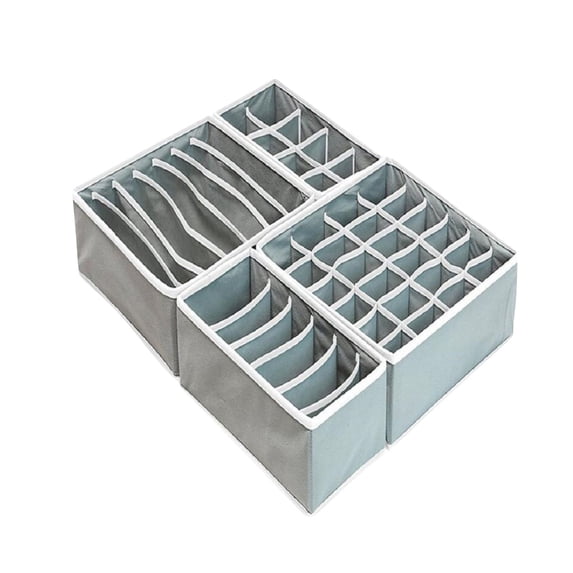 TUOBARR 4PCS Washable Grids Wardrobe Clothes Organizer Jeans Compartment Storage Box