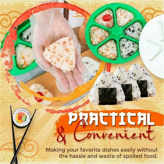 TUOBARR 6 Holes Triangular Sushi Maker Laver Rice Making Tool Mould