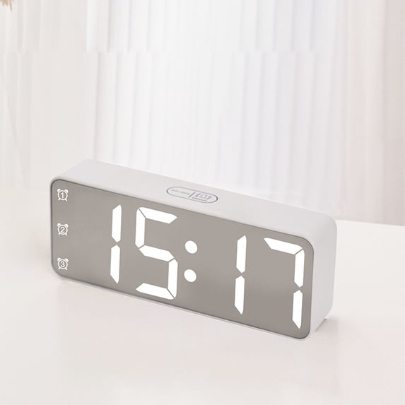 TUOBARR Bedside Clock Mirror Clock Multifunction Clock With Temperature Display LED Clock Large Font Bedside Alarm Clock With Date Display