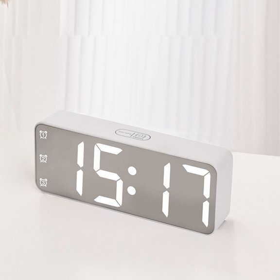 TUOBARR Bedside Clock Mirror Clock Multifunction Clock With Temperature Display LED Clock Large Font Bedside Alarm Clock With Date Display
