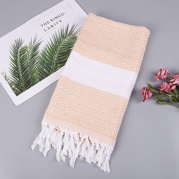 TUOBARR Cotton Absorbent Large Size Bath Towel European And American Knitted Striped Fringed Turkish Sand