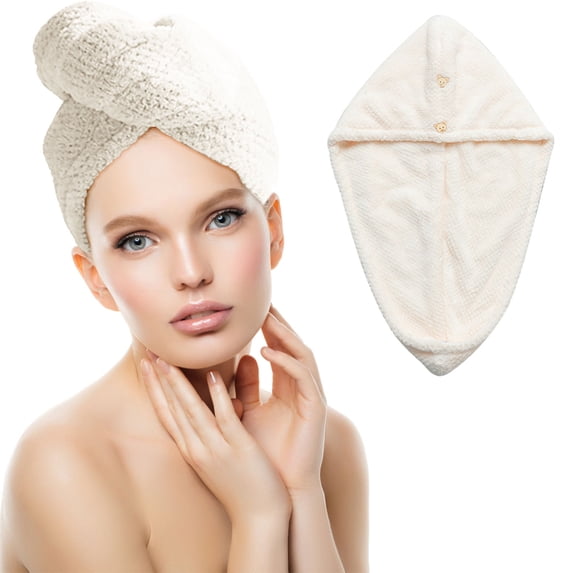 TUOBARR Double Coral Fleece Hair Drying Cap Women's Microfiber Absorbent Quick Drying Hat Instant Dry Hair Towel Fast Drying Hair Towel