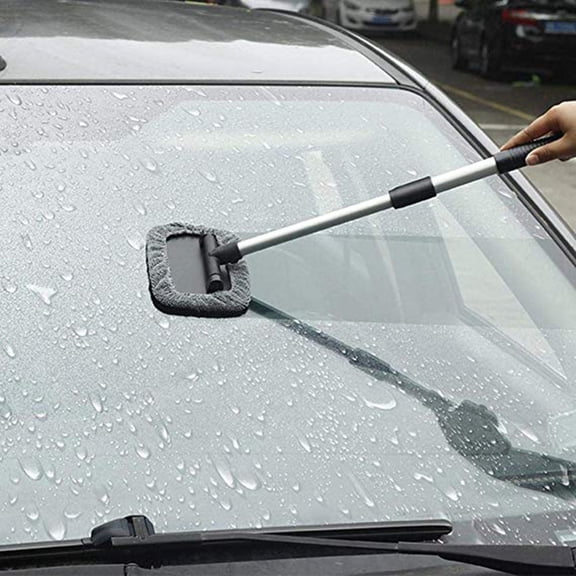TUOBARR Extendable Windshield Cleaning Tool, Strong Absorbent Car Window Cleaner With 2 Pcs Washable Pads , Multifunctional Use Windshield Cleaner Tool Kit