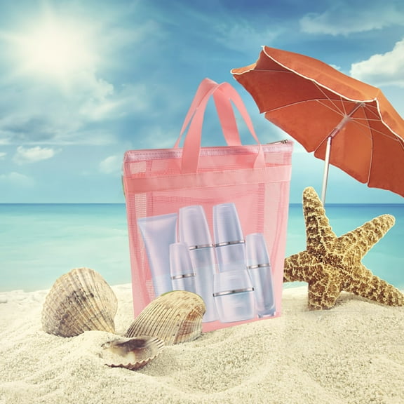 TUOBARR Mesh Shower Bag Travel Storage Bag Portable Beach Bag Cosmetic Organizer Handbag Mesh Travel Shower Caddy Tote Bag For Gym, Swim, Bathrooms