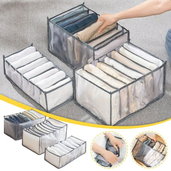 TUOBARR Mesh Storage Box Foldable Closet Clothes Dividers Nylon Dresser Compartments Organizers