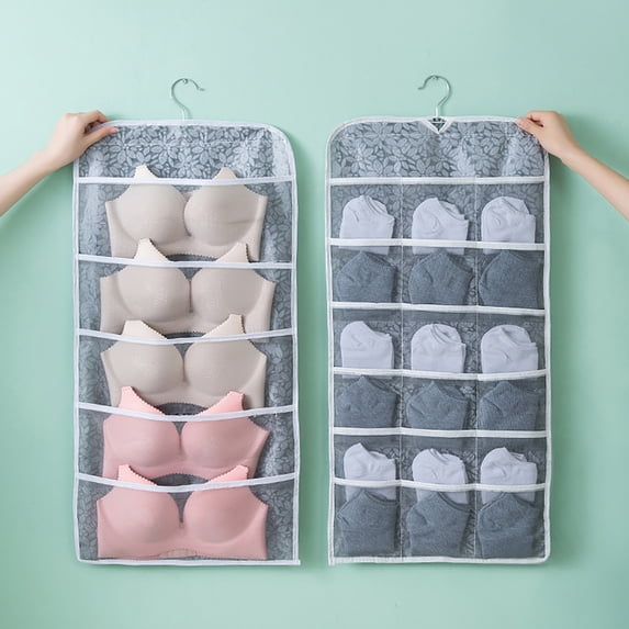 TUOBARR Non-woven Double-sided Storage Bag Washable Wardrobe Multi-pocket Bra Hanging Bag Door Rear Storage Bag 12+18