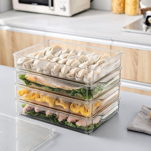 TUOBARR Refrigerator Organizer Bins - Clear Plastic Bins For Fridge, Freezer, Kitchen Cabinet, Pantry Organization And Storage