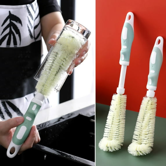 TUOBARR Retractable Water Bottle Cleaning Brush With Curved Bristles Design With Hook And Comfort Handle For Glassware, Mugs, Food Jars, Cleaning Baby Bottles
