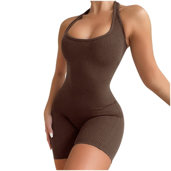 Summer Savings Clearance 2024 Women's Solid High Waist Tight Sports Yoga Jumpsuit Womens Jumpsuit Ladies Rompers and Jumpsuits Clearance