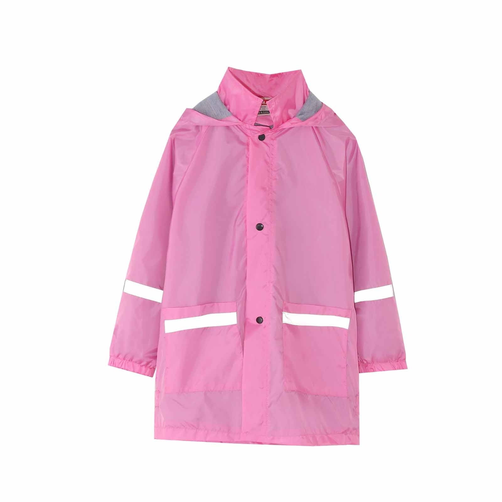 Fall Winter Savings Clearance 2024 itsun Toddler Rain Jacket Rainy Season Children s Raincoat Jacket Cute Hooded Mid length Jacket with Pockets Hot Pink Walmart