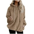 thumbnail image 1 of Summer Savings Clearance 2024 yoeyez Oversized Jacket for Women Winter Coats Cold Weather Outwear Shaggy Fleece Sherpa Lined Anoraks Windbreaker, 1 of 5