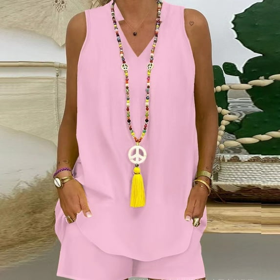 Summer Savings Clearance 2025!2 Piece Sets for Women Casual Two Piece Short Sets for Women V Neck 2 Piece Lounge Sets for Women Travel