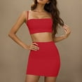 thumbnail image 1 of Summer Savings Clearance 2025 Abomasnow Women's Sexy 2 Piece Outfits Strap Crop Top Skirt Set Bodycon Mini Dress, 1 of 9