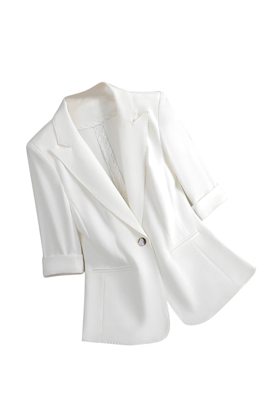 Womens Blazers 3/4 Sleeve Lightweight Office Work Blazer Jacket