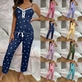 thumbnail image 1 of Agkizg Summer Womens Pajama Set Two-piece Pjs Sets Plus Size Love Print Cami and Long Pajama Pant Set Soft Sleepwear Loungewear Nightwear Sets Pink 2XL, 1 of 5
