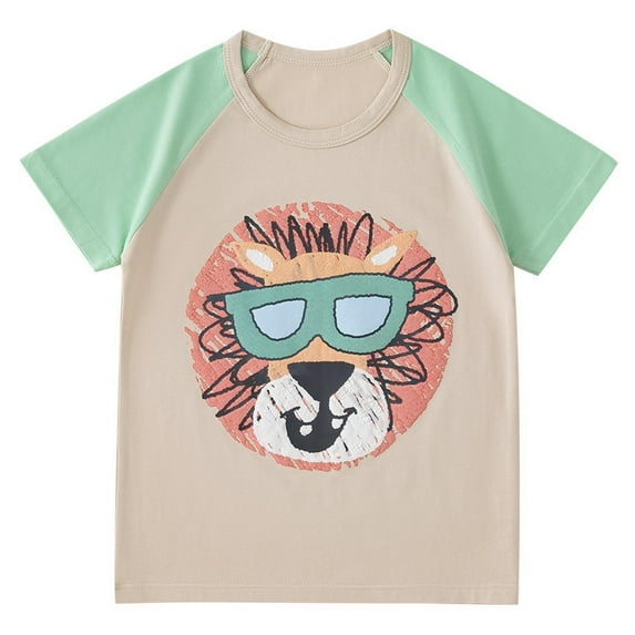 Agkizg Toddler Baby Boys Summer Tops,Short Sleeve T-shirt for Kids,Children's Small and Medium Sized Printed Round Neck Casual Top 4 Years