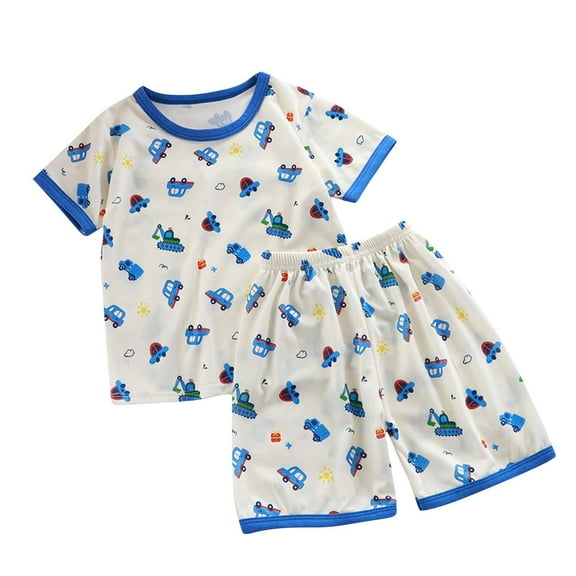 Agkizg Toddler Baby Boys Two-Piece Set,Sleepwear for Kids,Children's Summer Graphic Print Short Sleeve T-Shirt and Shorts Pajama Set,2-Piece,Sizes 0-12Y