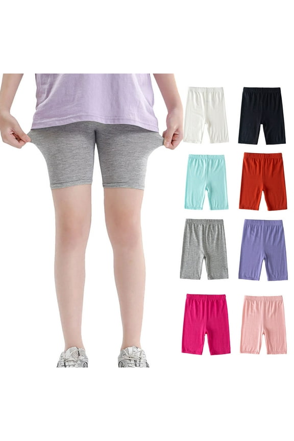 Toddler Baby Girls Leggings Shorts Elastic Waist Biker Shorts Seamless Compression Shorts for Under Dress,Size 6-7 Years