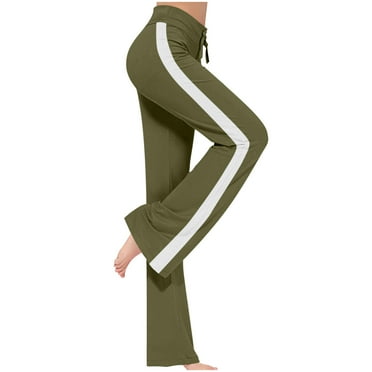 Summer Savings Clearance 2025! Akafmk Plus Size Womens Yoga Pants,Wide Leg Casual Pants,Women's High Waist Workout Out Stripe Print Loose Trousers Yoga Gym Pants