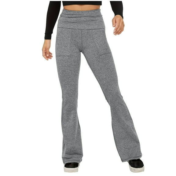Akafmk Womens High Waist Yoga Pants,Flare Leggings for Women,Casual Solid Color Elastic Waist Stretchy Long Trousers with Pocket