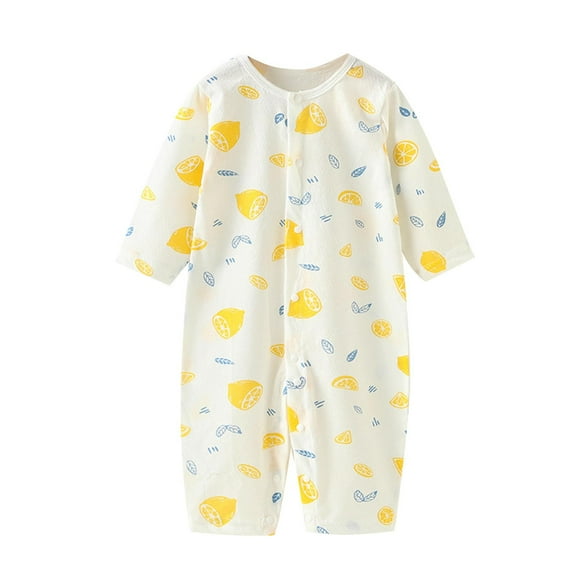Bovxnpu Baby Girl Bodysuit, Infant Baby Cotton Bodysuits, Baby Fruit Lemon Print Jumpsuit Baby Pajamas Newborn Clothes Long Sleeved Crawling Clothes 6 Months