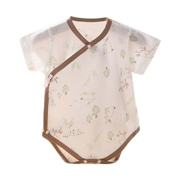 Bovxnpu Baby Girl Bodysuit, Infant Baby Cotton Bodysuits, Baby Short Sleeved Thin Cotton Belly Protection Baby Jumpsuit Newborn Clothes 6 Months