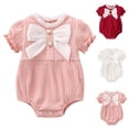 thumbnail image 1 of Bovxnpu Baby Girl Bodysuit, Infant Baby Cotton Bodysuits, Baby Solid Color Cotton Baby Short Sleeve Round Neck Jumpsuit 0 Month, 1 of 9