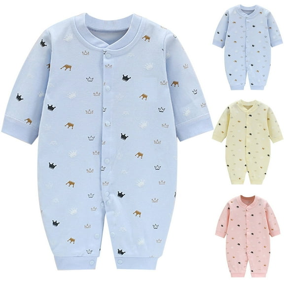 Bovxnpu Baby Girl Bodysuit, Infant Baby Cotton Bodysuits, Child Printing Newborn Button-Neck Long Sleeved Long Rompers 0-3 Months