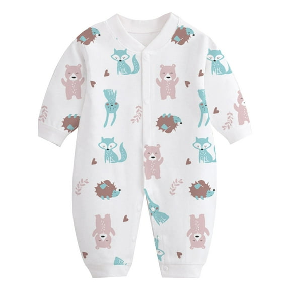 Bovxnpu Baby Girl Bodysuit, Infant Baby Cotton Bodysuits, Child Printing Newborn Button-Neck Long Sleeved Long Rompers 0-3 Months
