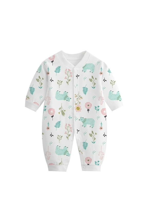 Baby Girl Bodysuit, Infant Baby Cotton Bodysuits, Child Printing Newborn Button-Neck Long Sleeved Long Rompers 0-3 Months