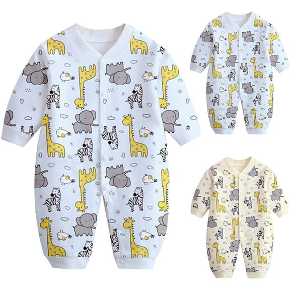 Bovxnpu Baby Girl Bodysuit, Infant Baby Cotton Bodysuits, Child Printing Newborn Button-Neck Long Sleeved Long Rompers 0-3 Months
