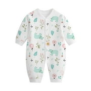 Summer Savings Clearance 2025 Bovxnpu Baby Girl Bodysuit, Infant Baby Cotton Bodysuits, Child Printing Newborn Button-Neck Long Sleeved Long Rompers 3-6 Months